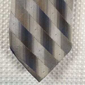 Enrico Coveri Viale Morin Blue and Gold Abstract Geometric 100% Silk Tie